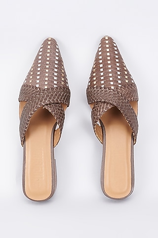 Brown Genuine Leather Handcrafted Mules by Inochhi