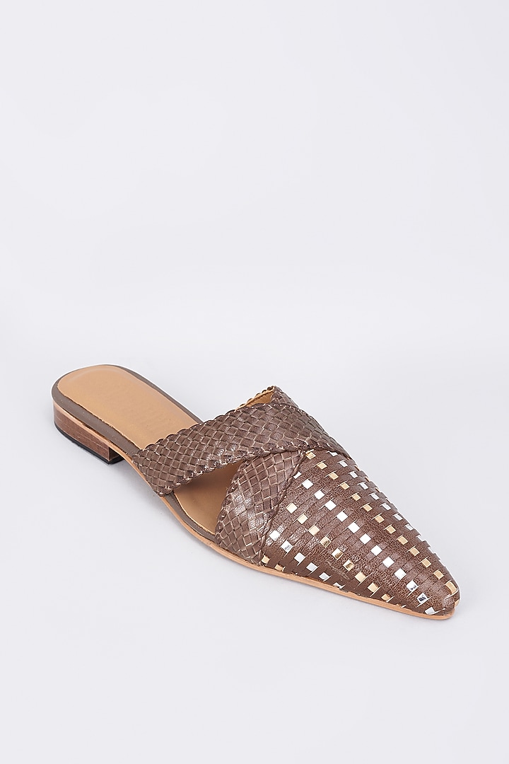 Brown Genuine Leather Handcrafted Mules by Inochhi at Pernia's Pop Up Shop