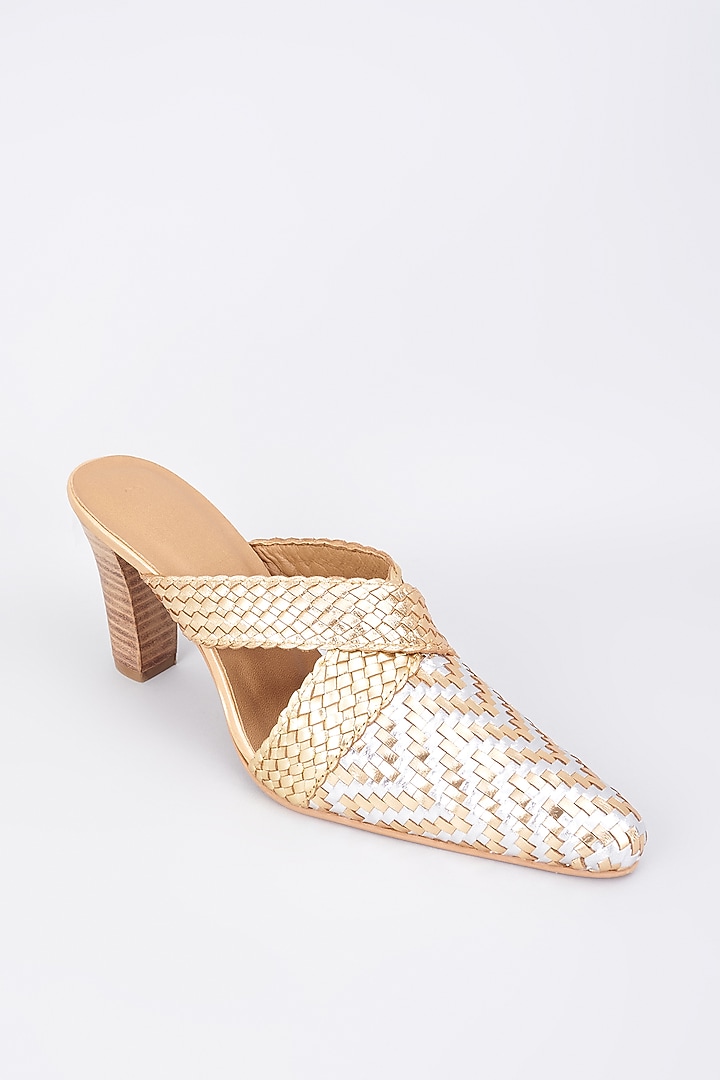 Gold Genuine Leather Handcrafted Heels by Inochhi at Pernia's Pop Up Shop