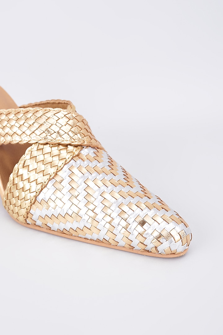 Gold Genuine Leather Handcrafted Heels by Inochhi at Pernia's Pop Up Shop