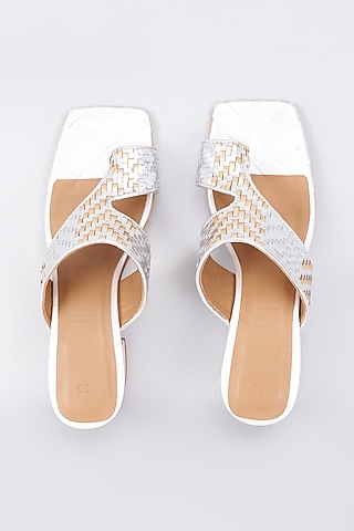 Silver Genuine Leather Handcrafted Sandals by Inochhi