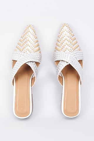 Silver Genuine Leather Handcrafted Mules by Inochhi