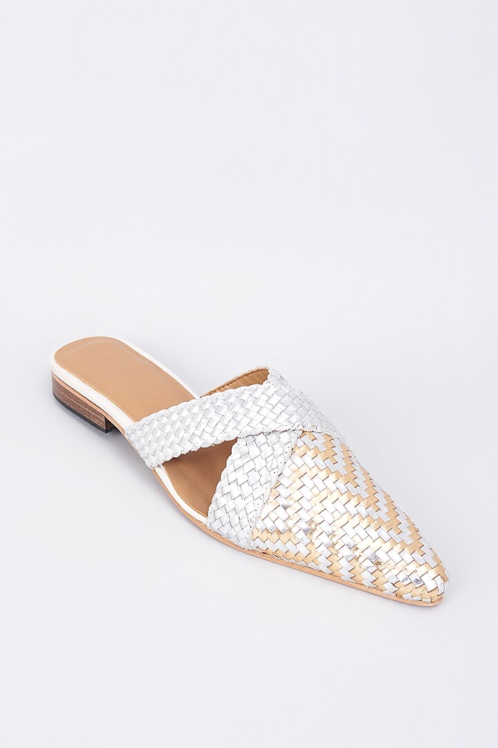 Silver Genuine Leather Handcrafted Mules by Inochhi at Pernia's Pop Up Shop