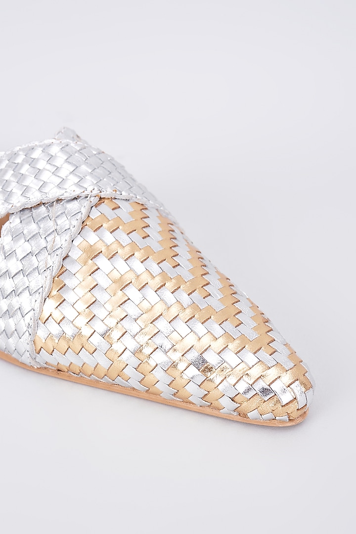 Silver Genuine Leather Handcrafted Mules by Inochhi at Pernia's Pop Up Shop