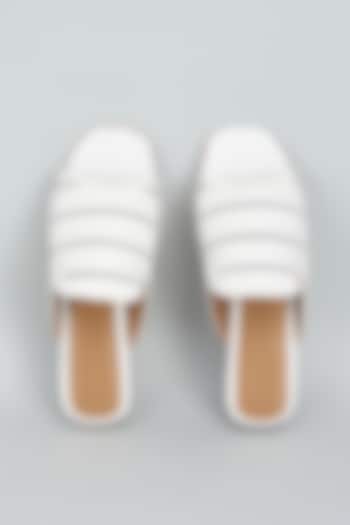 White Leather Handwoven Flats by Inochhi