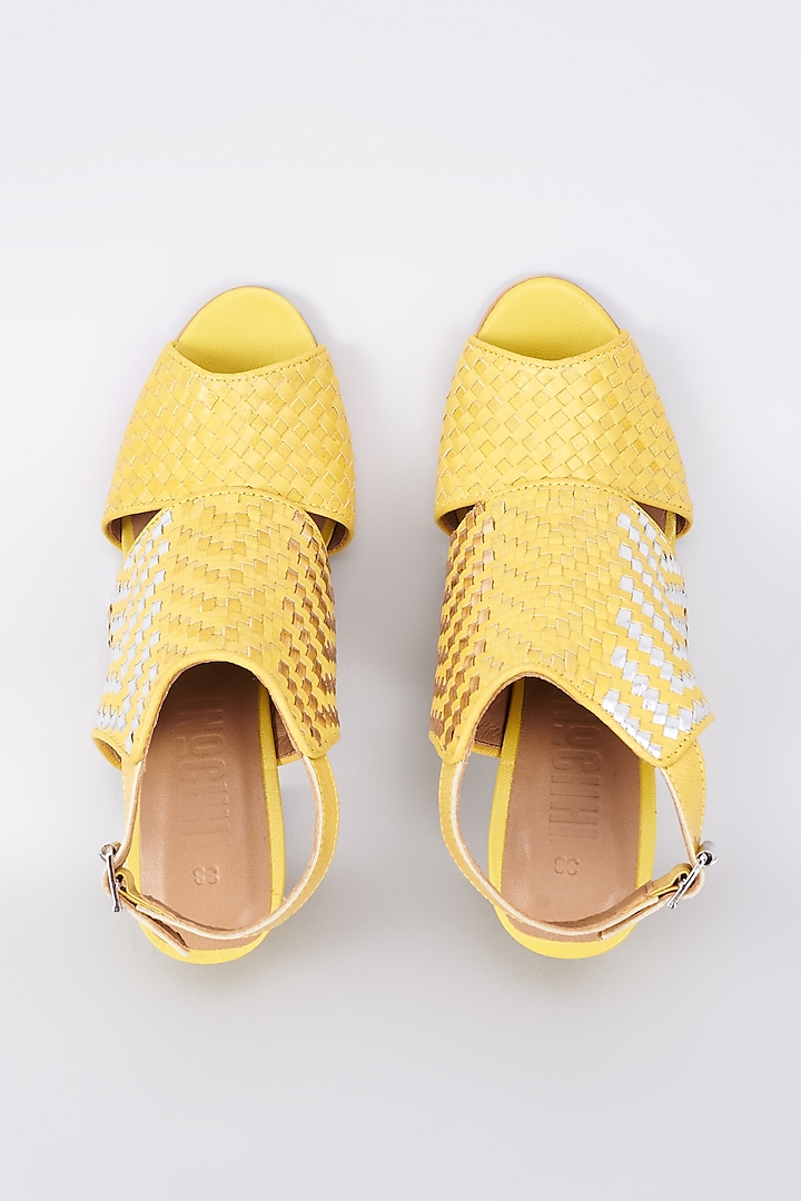 Yellow Genuine Leather Handcrafted Heels by Inochhi