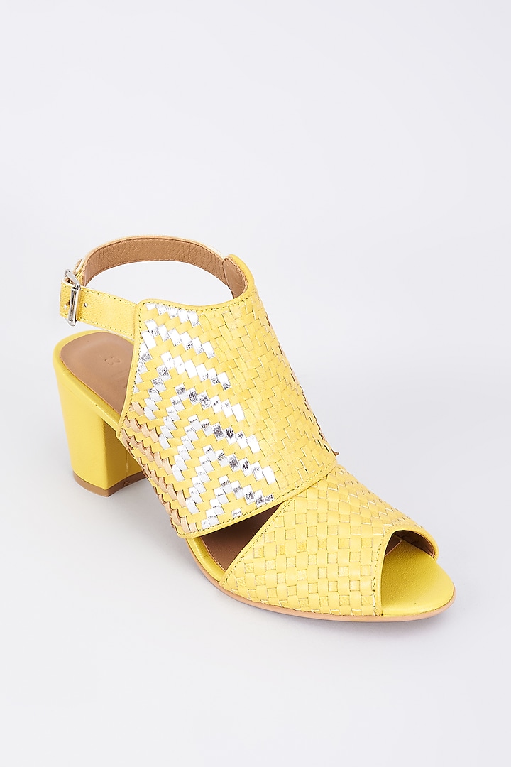 Yellow Genuine Leather Handcrafted Heels by Inochhi at Pernia's Pop Up Shop