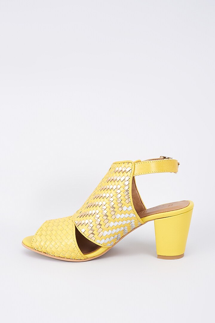 Yellow Genuine Leather Handcrafted Heels by Inochhi at Pernia's Pop Up Shop