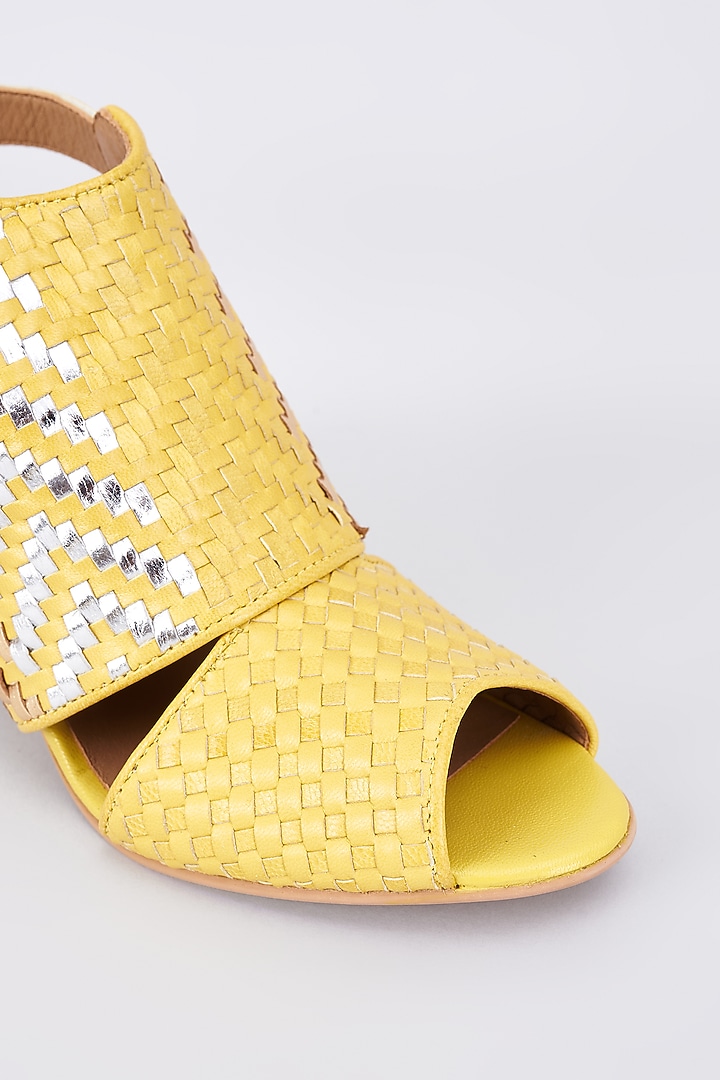 Yellow Genuine Leather Handcrafted Heels by Inochhi at Pernia's Pop Up Shop