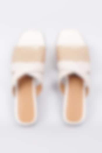 White Genuine Leather Handcrafted Flats by Inochhi