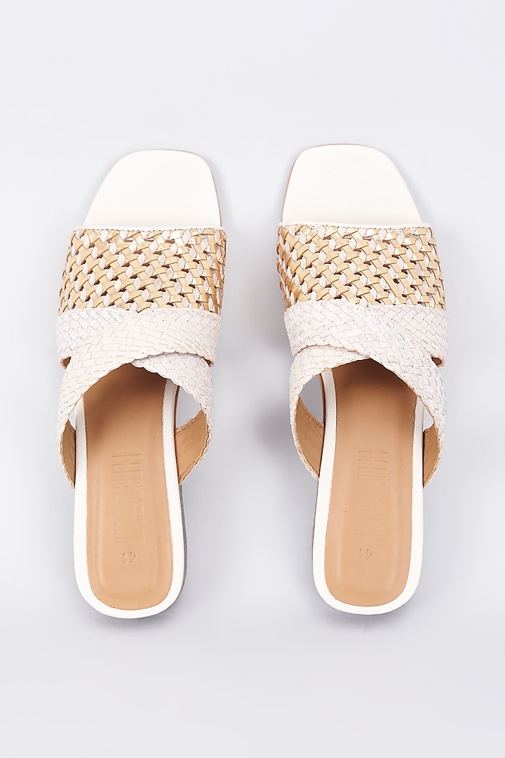 White Genuine Leather Handcrafted Flats by Inochhi