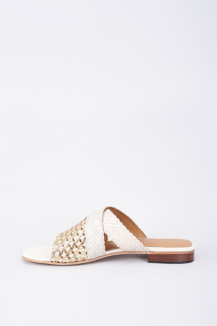 White Genuine Leather Handcrafted Flats by Inochhi at Pernia's Pop Up Shop