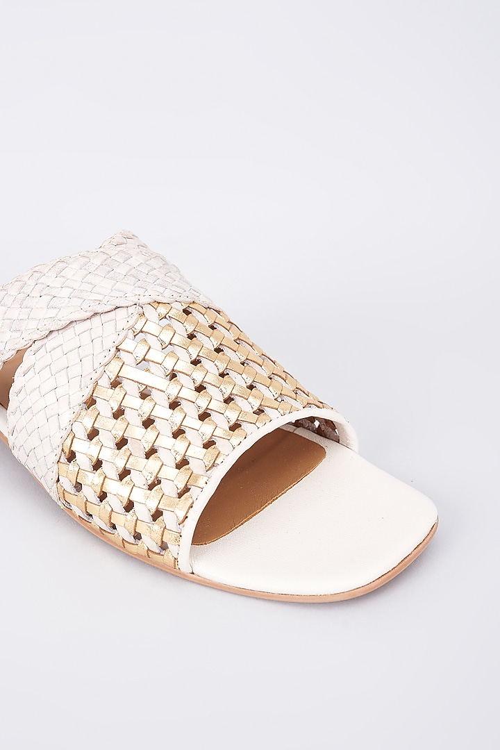 White Genuine Leather Handcrafted Flats by Inochhi at Pernia's Pop Up Shop