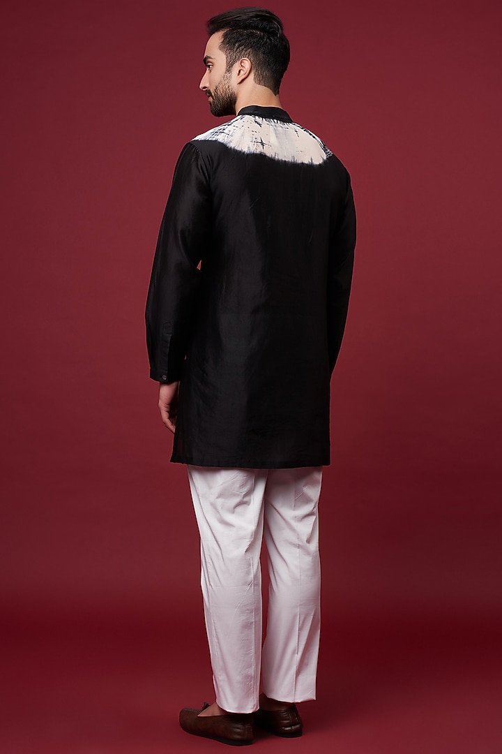 Black Silk Chanderi Kurta by Inca men at Pernia's Pop Up Shop