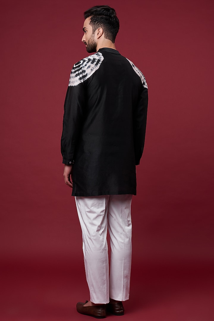 Black Silk Chanderi Kurta by Inca men at Pernia's Pop Up Shop
