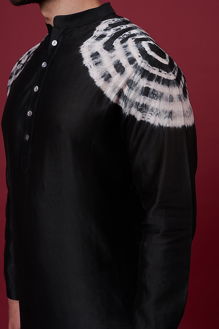 Black Silk Chanderi Kurta by Inca men at Pernia's Pop Up Shop