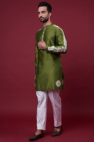Green Silk Chanderi Kurta by Inca men