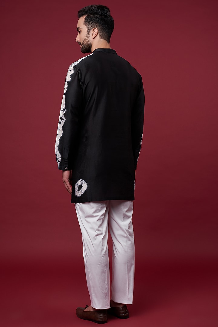 Black Silk Chanderi Kurta by Inca men at Pernia's Pop Up Shop