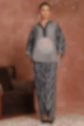 Black Crepe Tikki Work Skirt Set by Inddivogue at Pernia's Pop Up Shop