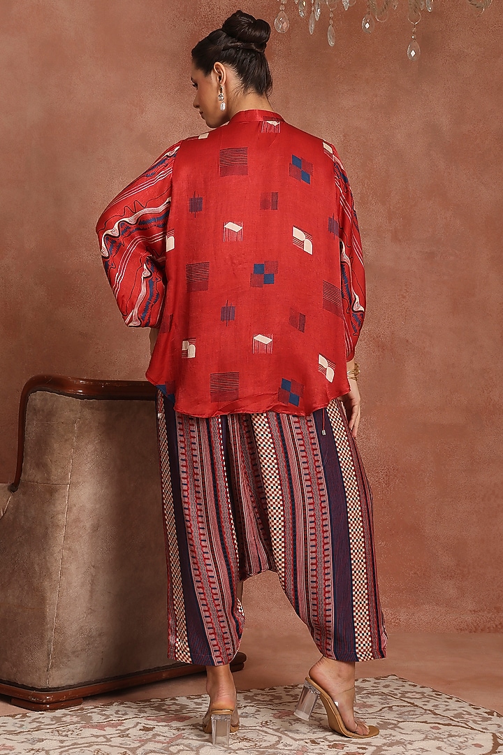 Multi-Colored Gajji Silk Flap Pant Set by Inddivogue at Pernia's Pop Up Shop