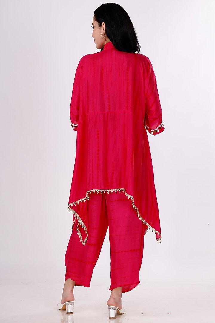 Pink Habutai Silk Cowl Pant Set by Inddivogue at Pernia's Pop Up Shop
