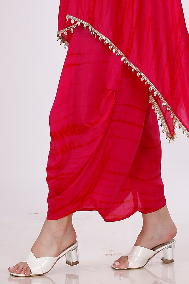 Pink Habutai Silk Cowl Pant Set by Inddivogue at Pernia's Pop Up Shop