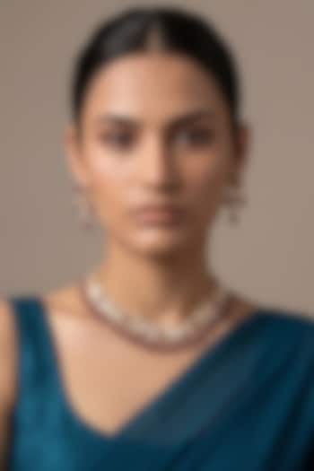 Gold Finish Kundan Polki & Red Beaded Necklace Set by IndieBlingz at Pernia's Pop Up Shop