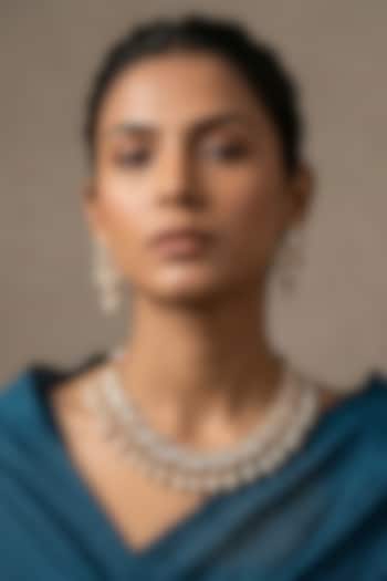 Gold Finish Kundan Polki & Pearl Beaded Necklace Set by IndieBlingz at Pernia's Pop Up Shop