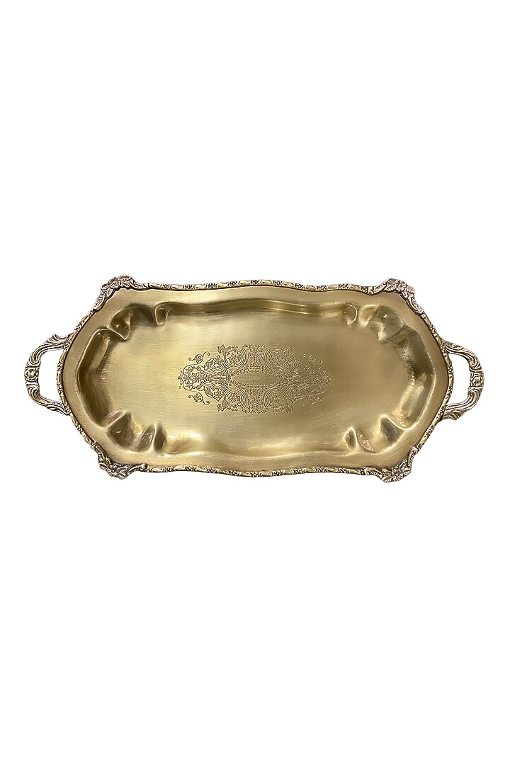 Golden Brass Contoured Serving Tray by Indique at Pernia's Pop Up Shop