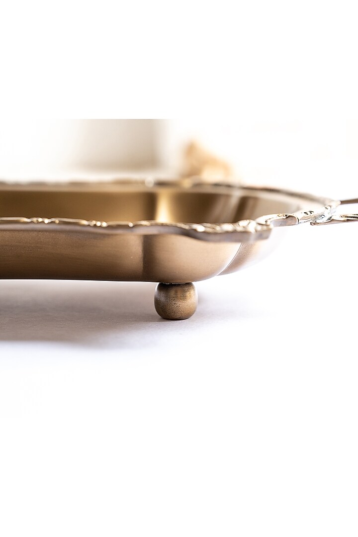 Golden Brass Contoured Serving Tray by Indique at Pernia's Pop Up Shop