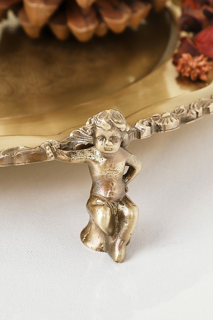 Golden Brass Handcrafted Serving Tray by Indique at Pernia's Pop Up Shop