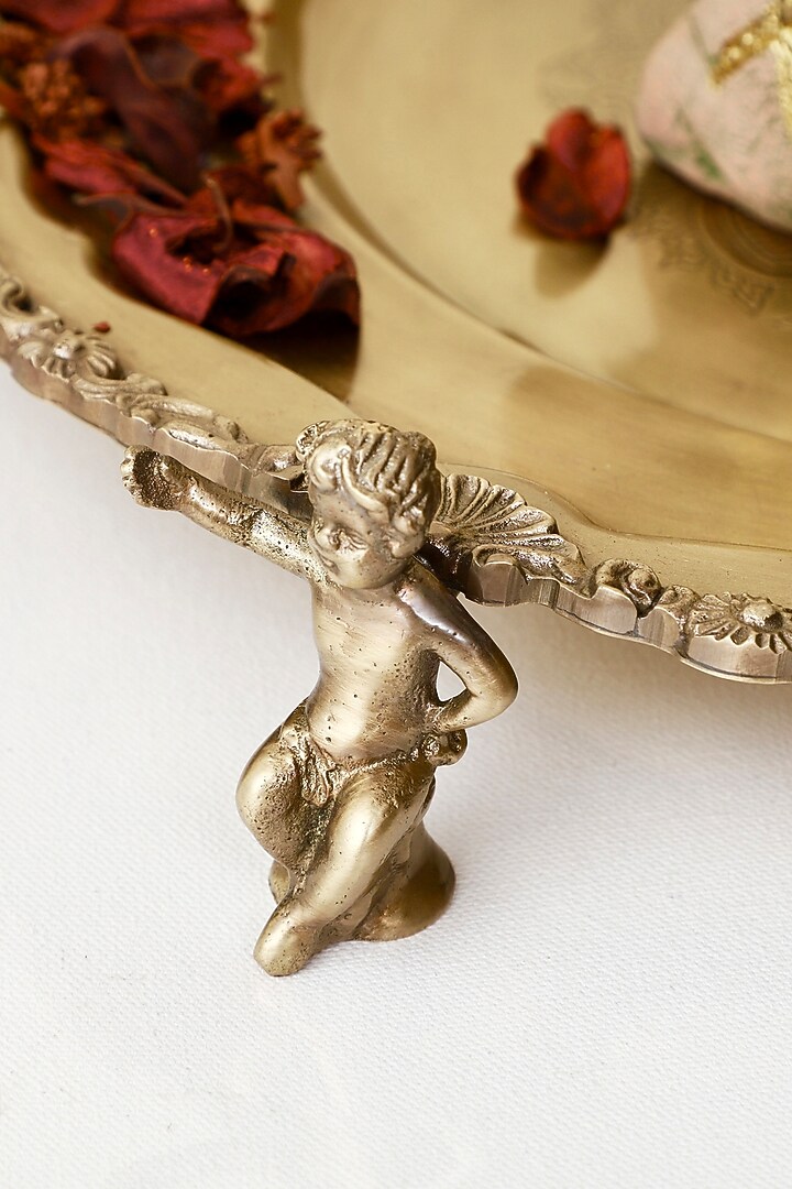 Golden Brass Handcrafted Serving Tray by Indique at Pernia's Pop Up Shop