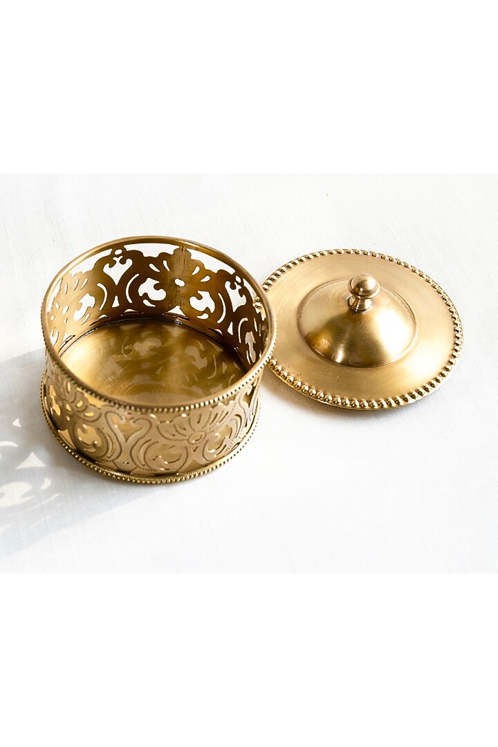 Golden Brass Bibelot Storage Box by Indique at Pernia's Pop Up Shop