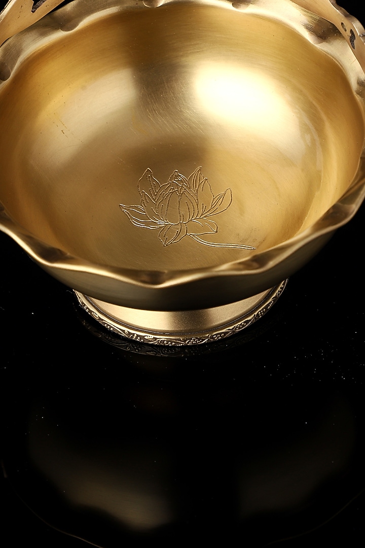 Golden Brass Pooja Basket by Indique at Pernia's Pop Up Shop
