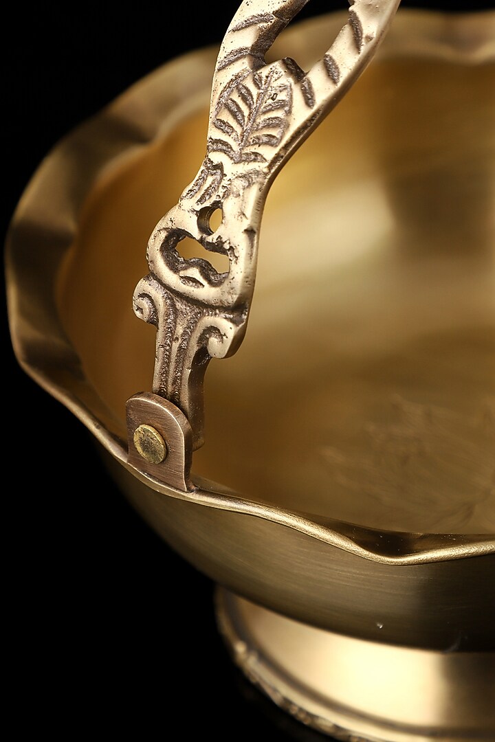 Golden Brass Pooja Basket by Indique at Pernia's Pop Up Shop