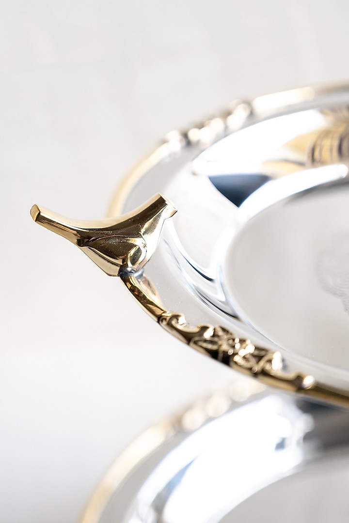 Silver Brass & Stainless Steel Two-Tiered Cake Stand by Indique at Pernia's Pop Up Shop