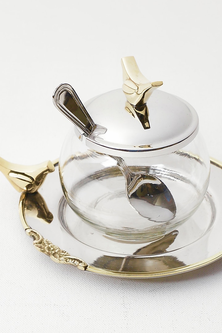 Silver Brass & Stainless Steel Pickle Jar Set by Indique at Pernia's Pop Up Shop