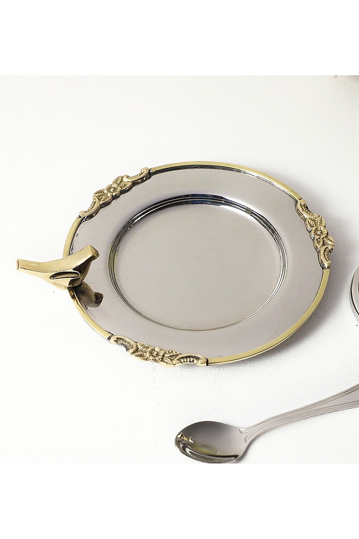 Silver Brass & Stainless Steel Pickle Jar Set by Indique at Pernia's Pop Up Shop