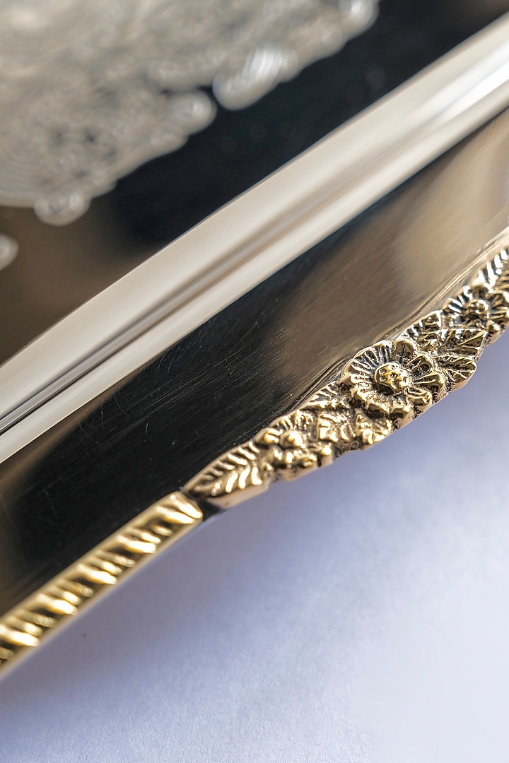 Silver Brass & Stainless Serving Tray by Indique at Pernia's Pop Up Shop