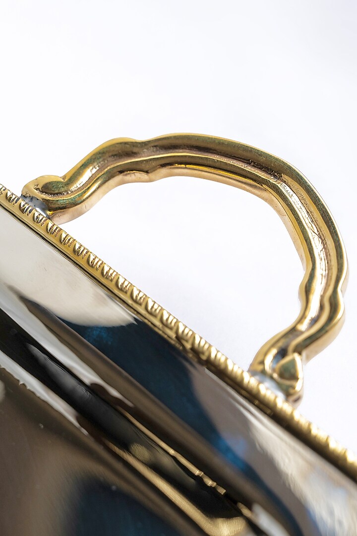 Silver Brass & Stainless Serving Tray by Indique at Pernia's Pop Up Shop