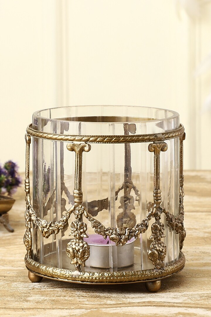 Golden Brass & Clear Glass Votive by Indique at Pernia's Pop Up Shop