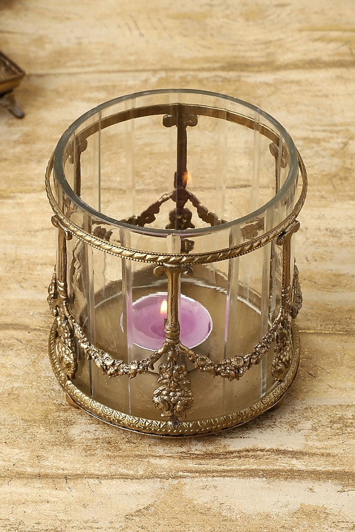 Golden Brass & Clear Glass Votive by Indique at Pernia's Pop Up Shop