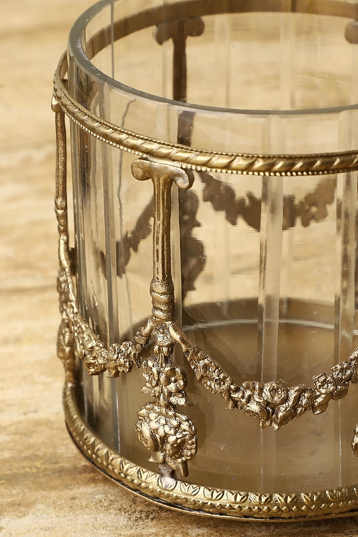 Golden Brass & Clear Glass Votive by Indique at Pernia's Pop Up Shop