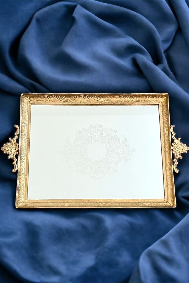 Gold Brass & Mirror Glass Vanity Tray by Indique at Pernia's Pop Up Shop