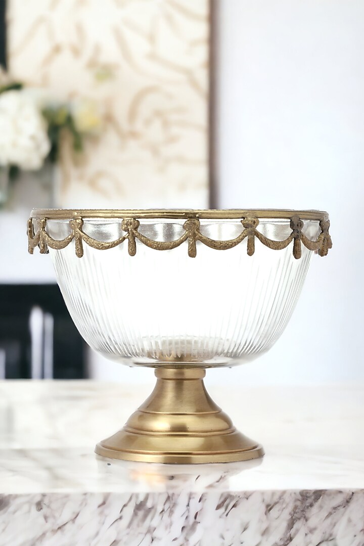 Gold Brass & Clear Glass Victorian Bowl by Indique at Pernia's Pop Up Shop