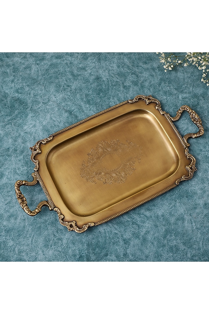 Golden Brass Imperial Serving Tray by Indique at Pernia's Pop Up Shop