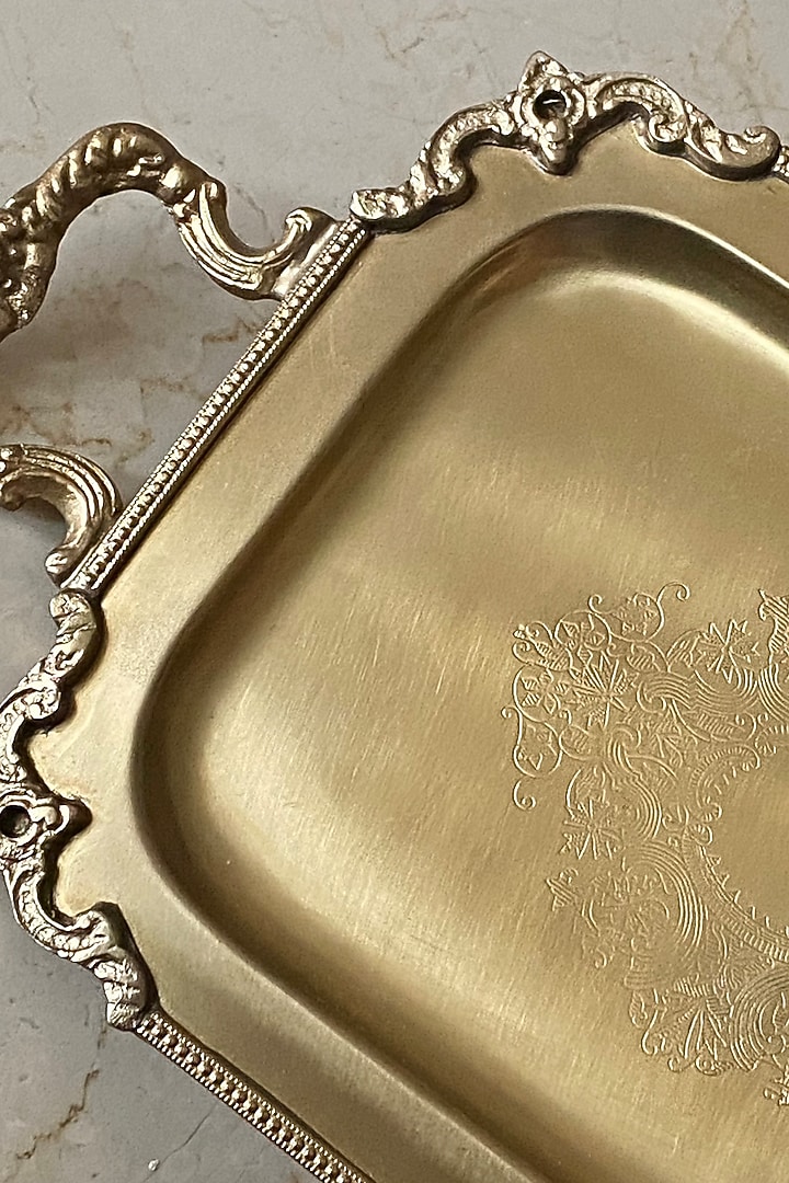 Golden Brass Imperial Serving Tray by Indique at Pernia's Pop Up Shop
