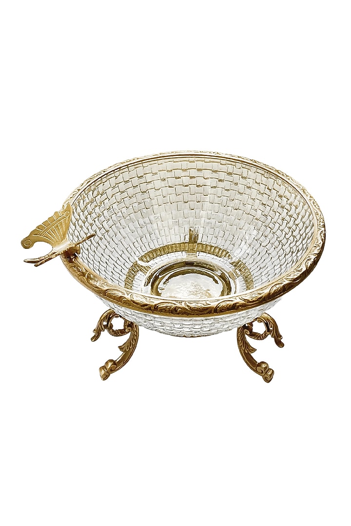 Gold Brass & Clear Glass Handcrafted Bowl by Indique at Pernia's Pop Up Shop