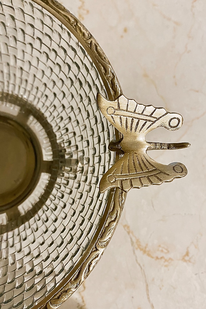 Gold Brass & Clear Glass Handcrafted Bowl by Indique at Pernia's Pop Up Shop