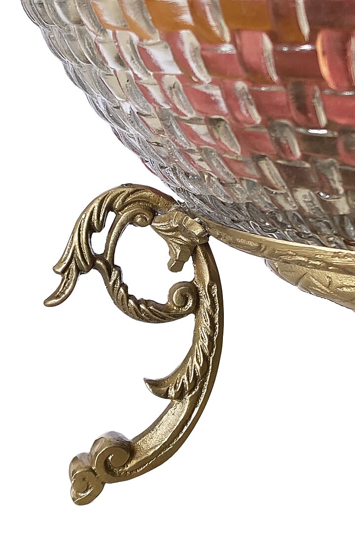 Gold Brass & Clear Glass Handcrafted Bowl by Indique at Pernia's Pop Up Shop